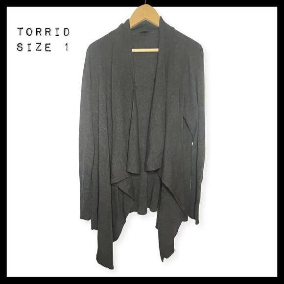 torrid Draped Front Cardigan in Gray - Picture 1 of 12